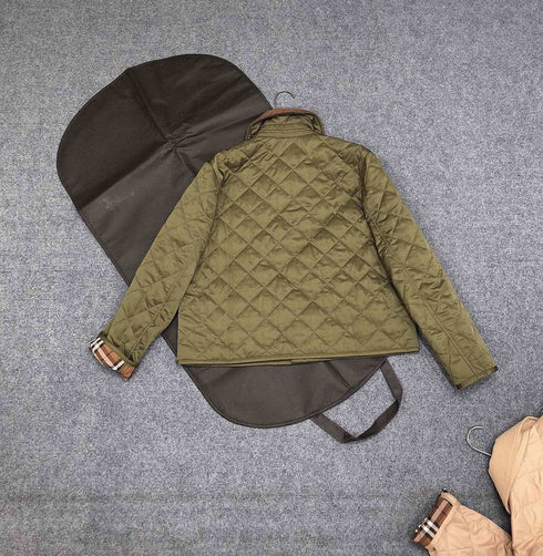 Burberry Corduroy-Collar Diamond-Quilted Jacket