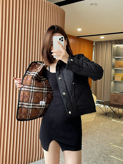 Burberry Reversible Diamond-Quilted Corduroy-Collar Jacket