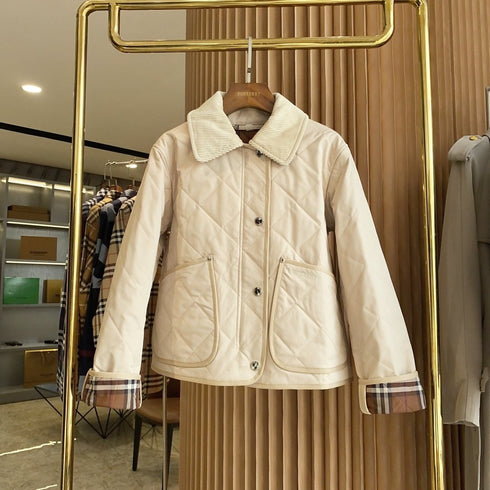 Burberry Reversible Diamond-Quilted Corduroy-Collar Jacket