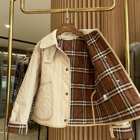 Burberry Reversible Diamond-Quilted Corduroy-Collar Jacket