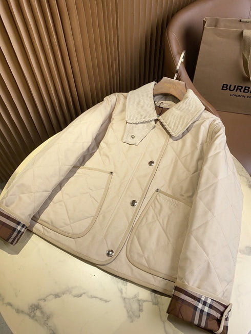 Burberry Reversible Diamond-Quilted Corduroy-Collar Jacket