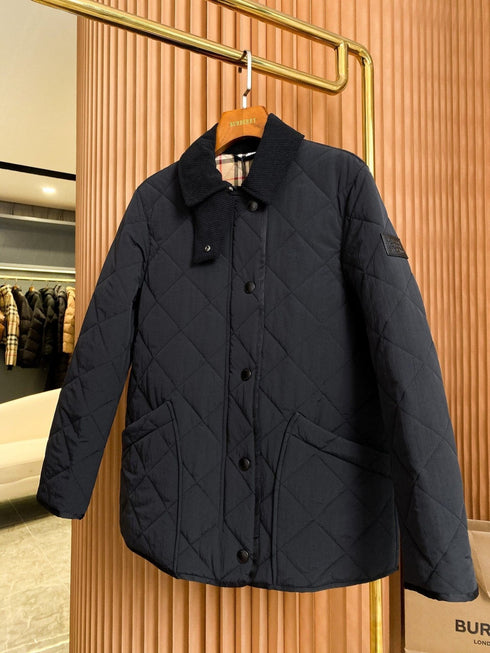 Burberry Diamond-Quilted Check-Lined Jacket