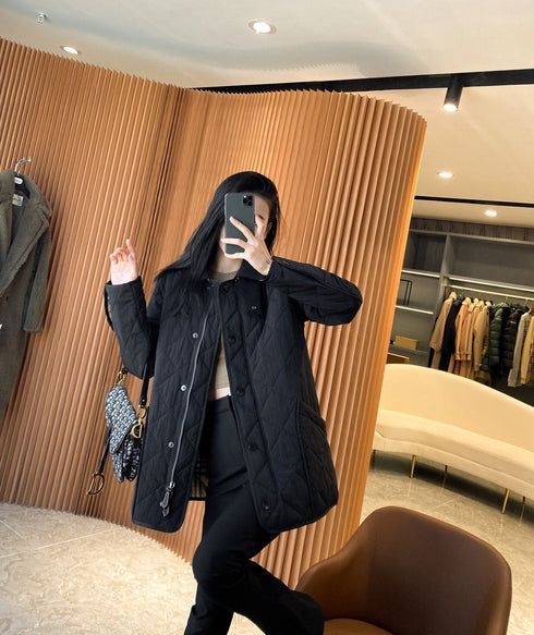Burberry Diamond-Quilted Check-Lined Jacket
