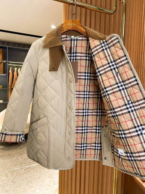 Burberry Diamond-Quilted Check-Lined Jacket