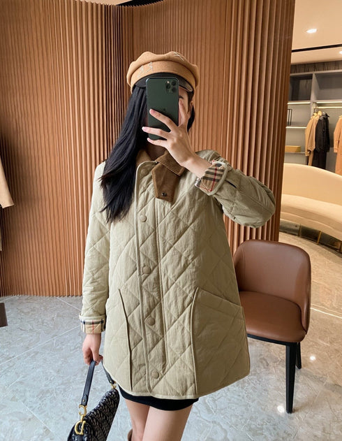 Burberry Diamond-Quilted Check-Lined Jacket