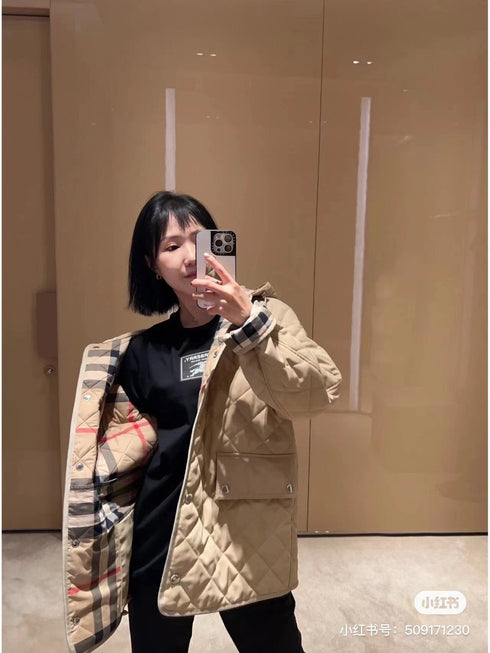 Burberry Diamond-Quilted Hooded Jacket