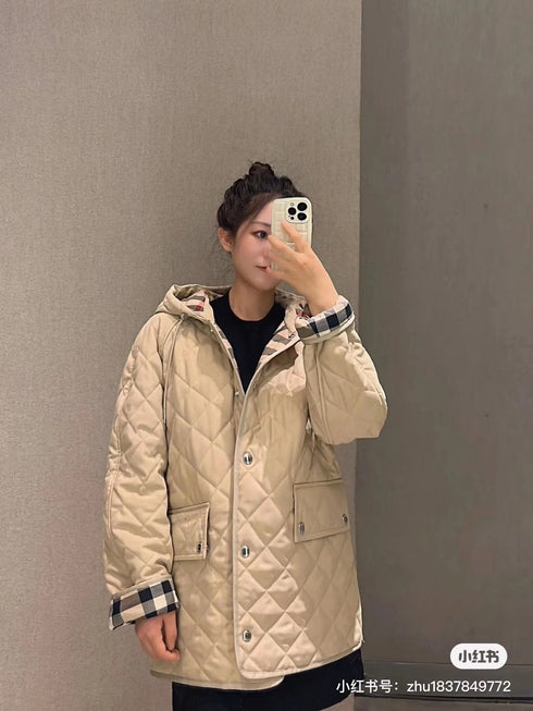 Burberry Diamond-Quilted Hooded Jacket