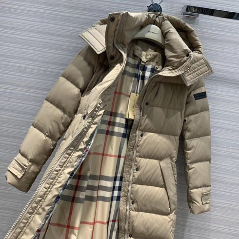 Burberry Belted Hooded Long Down Jacket