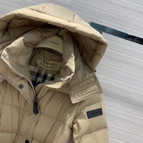 Burberry Belted Hooded Long Down Jacket