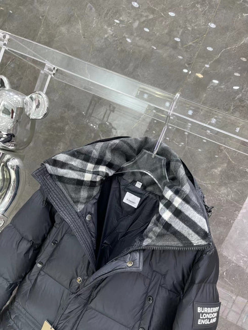 Burberry Navy Hooded Long Puffer Jacket