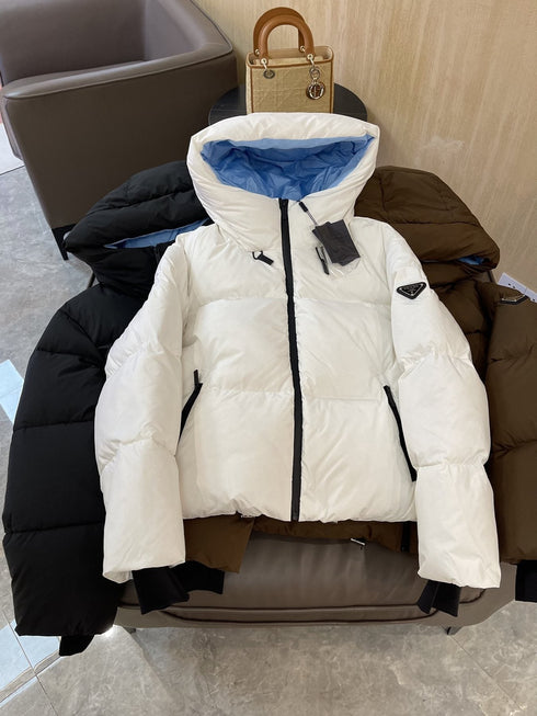 Prada Hooded Short Down Jacket