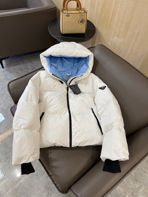 Prada Hooded Short Down Jacket