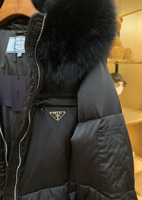 Prada Long Belted Puffer Jacket