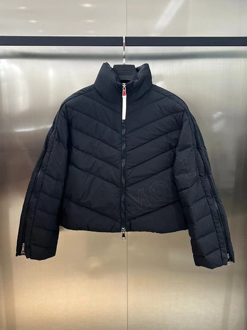 Moncler Letter Graphic Cropped Puffer Coat