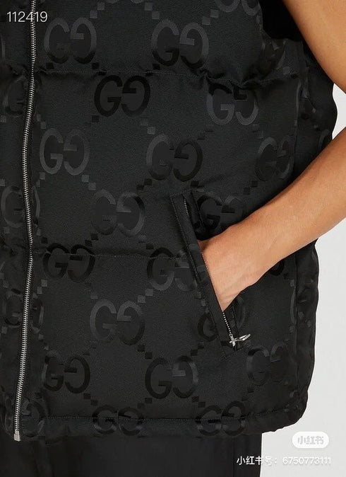 Gucci Black Tonal Monogram Down Vest