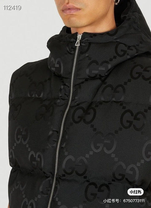 Gucci Black Tonal Monogram Down Vest