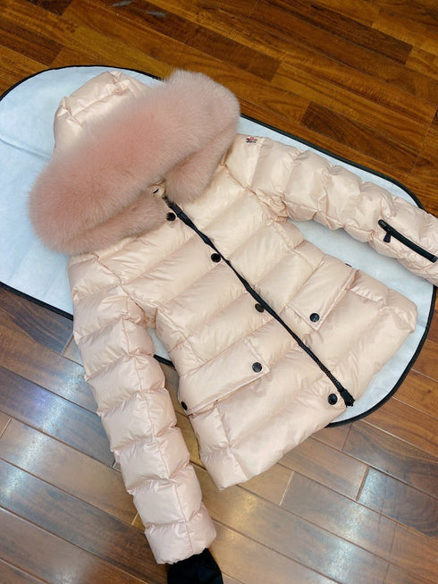 Moncler Fur-Trim Hood Puffer Coat