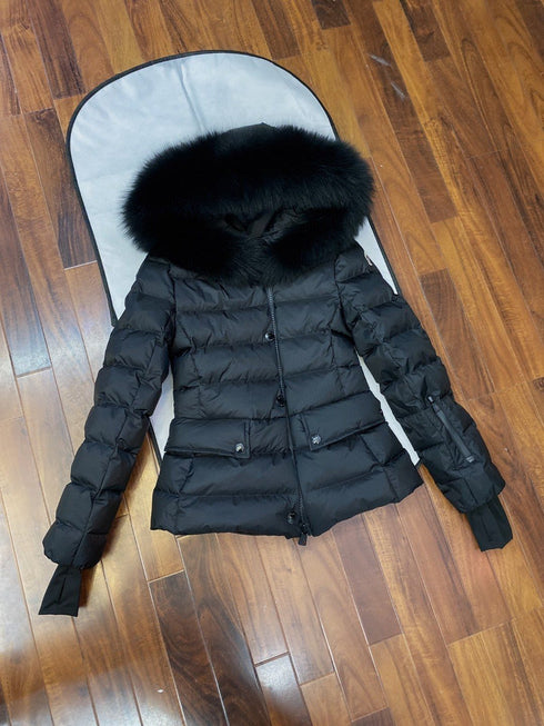 Moncler Fur-Trim Hood Puffer Coat
