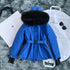 Moncler Women's Fur-Trim Hood Belted Puffer Coat