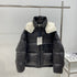 Moncler Contrast-Yoke Hooded Puffer Coat