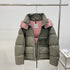 Moncler Contrast-Yoke Hooded Puffer Coat