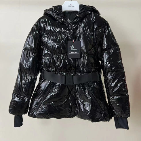 Moncler Glossy Belted Puffer Coat