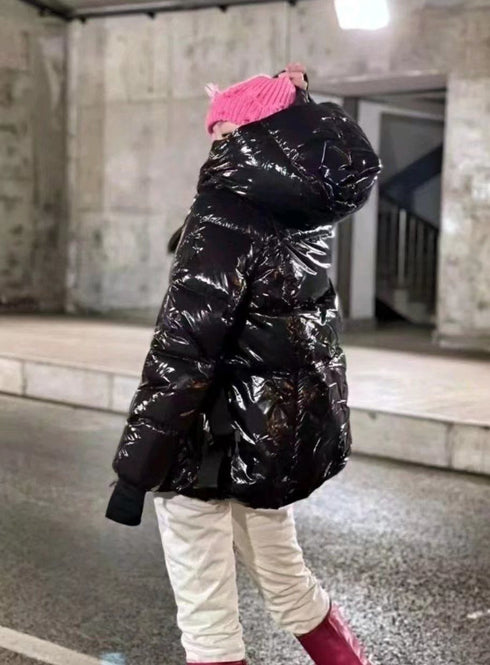 Moncler Glossy Belted Puffer Coat
