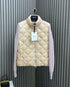 Moncler Diamond-Quilted Knit Sleeve Down Coat