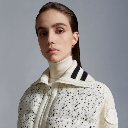 Moncler Ivory Speckled Zip-Front Coat