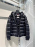 Moncler Hooded Contrast-Trim Short Puffer Coat