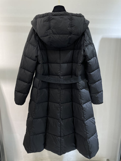 Moncler Women's Black Long Hooded Quilted Puffer Coat