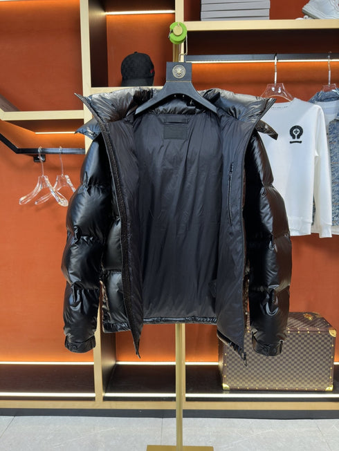 Prada Hooded Triangle-Badge Puffer Jacket
