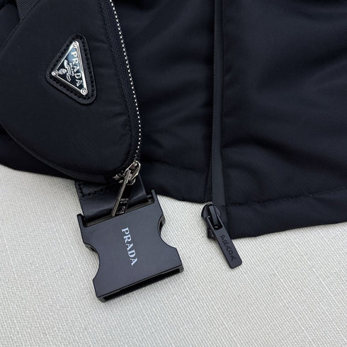 Prada Belted Hooded Short Down Jacket