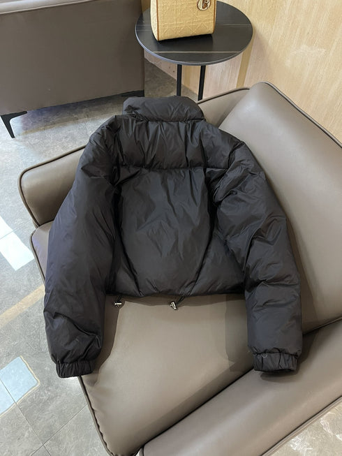 Prada Triangle Plaque Short Down Jacket