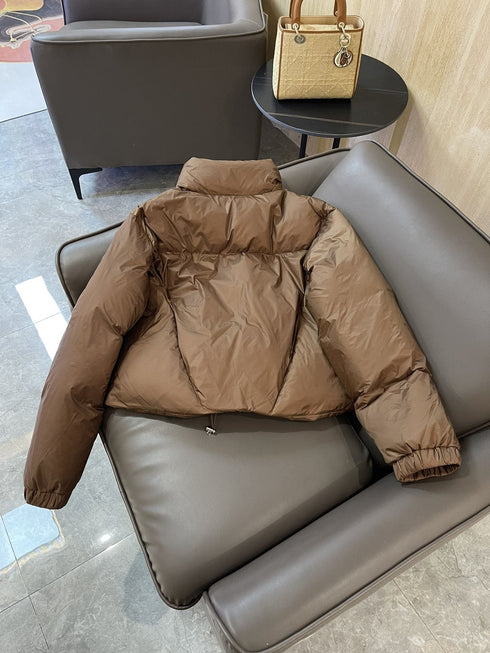 Prada Triangle Plaque Short Down Jacket