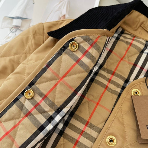 Burberry Diamond-Quilted Corduroy-Collar Jacket