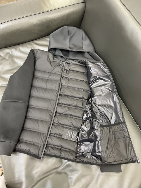 Prada Black Hooded Quilted Jacket