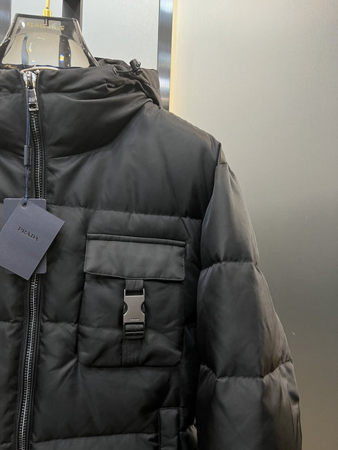 Prada Black Hooded Quilted Puffer Jacket
