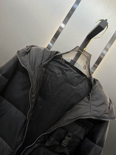 Prada Black Hooded Quilted Puffer Jacket