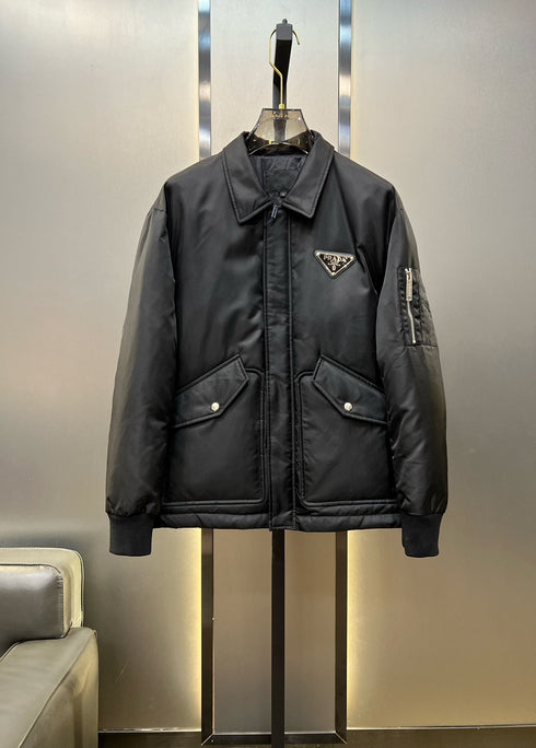 Prada Black Padded Zip-Front Puffer Jacket