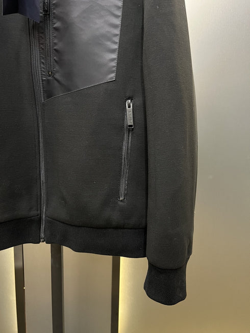 Prada Black Hooded Full-Zip Jacket with Triangle Chest Badge
