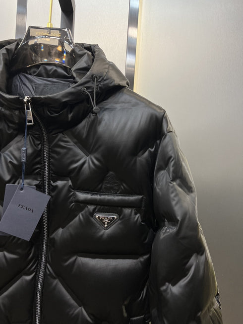Prada Black Hooded Quilted Puffer Jacket