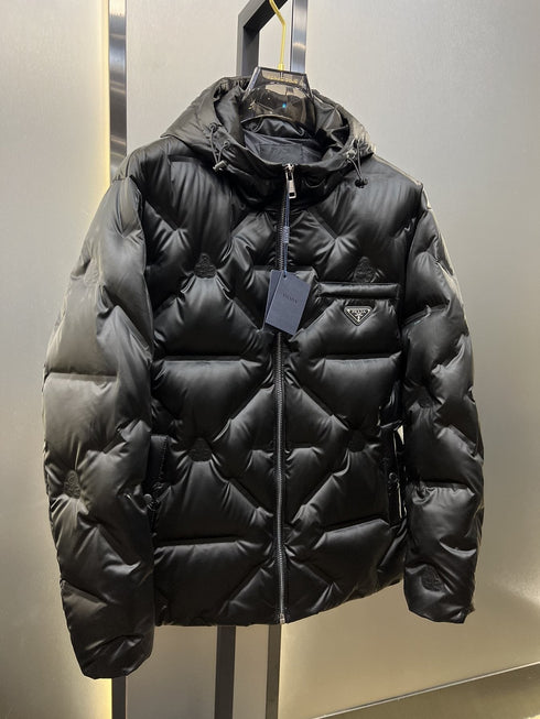 Prada Black Hooded Quilted Puffer Jacket