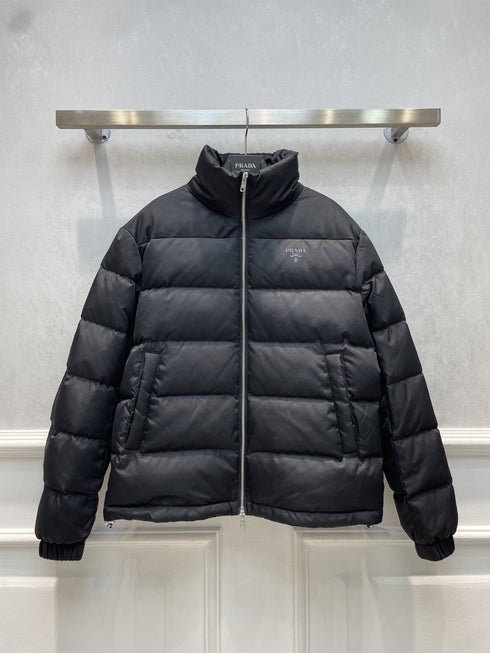 Prada Black Quilted Logo Puffer Jacket