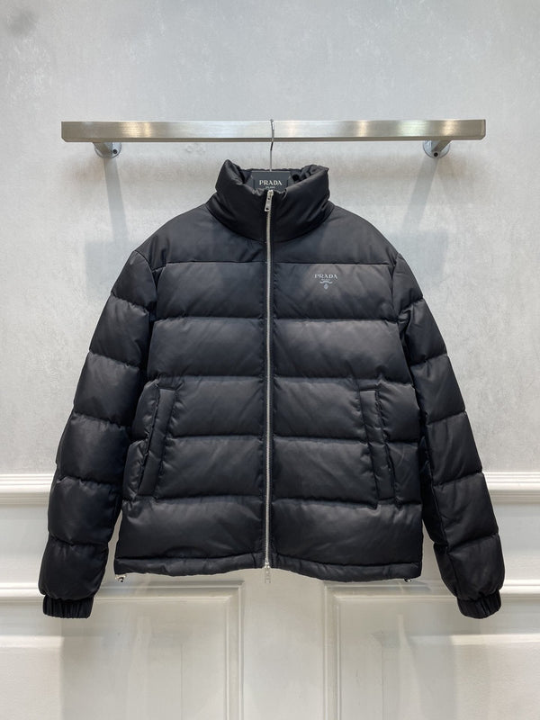 Prada Black Quilted Logo Puffer Jacket