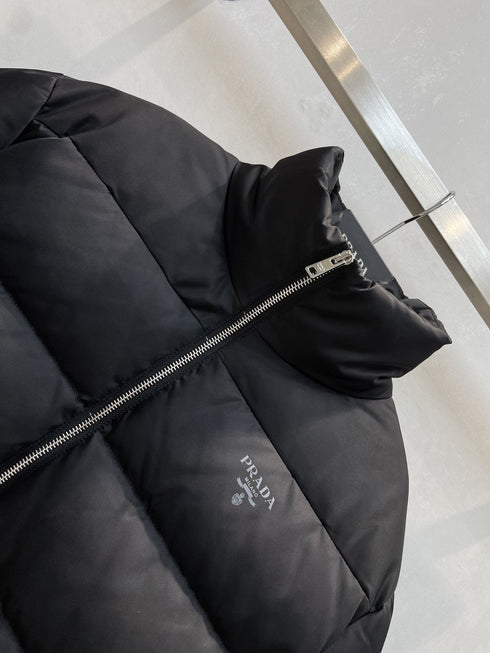 Prada Black Quilted Logo Puffer Jacket