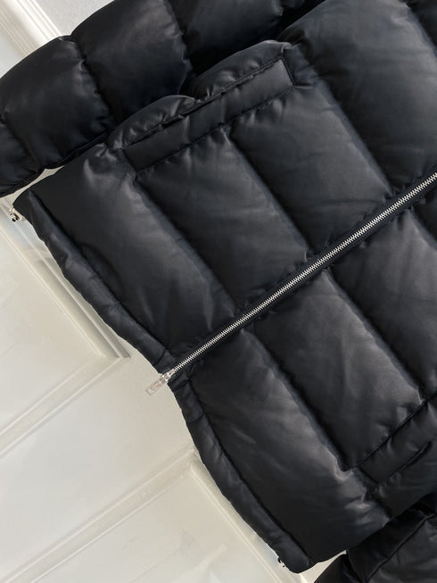 Prada Black Quilted Logo Puffer Jacket