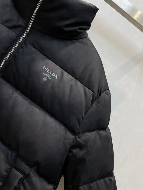 Prada Black Quilted Logo Puffer Jacket