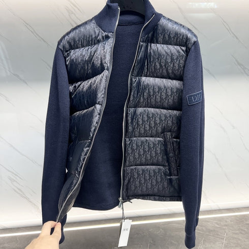 Dior Oblique Sweater Sleeve Down Jacket