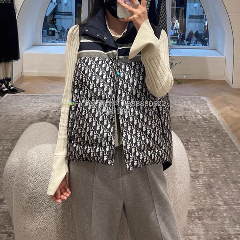 Dior Reversible Navy Quilted Down Vest
